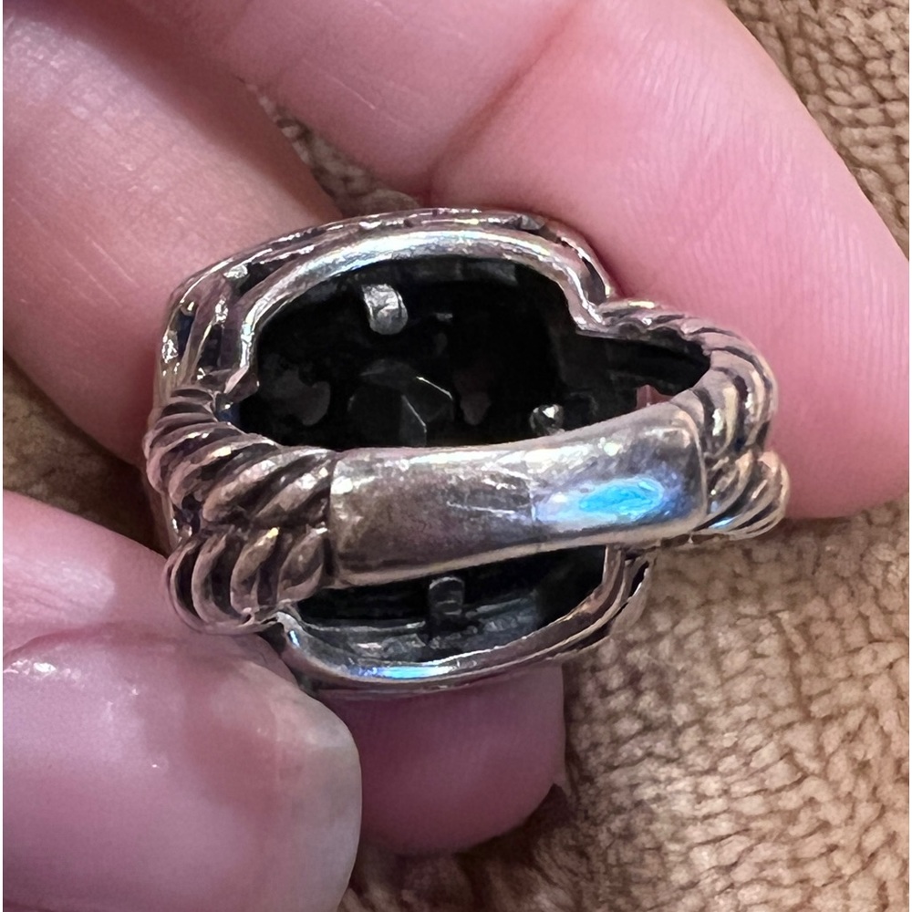 Onyx and Sterling Silver Ring with 14k Gold Accents - Picture 5 of 10